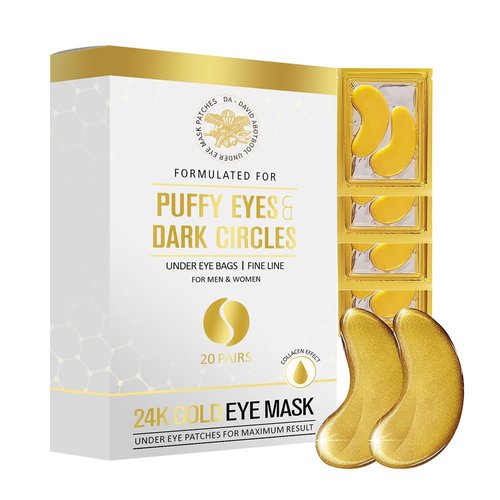 TIME WARRIOR Under Eye Patches (20 Pairs) - Golden Eye Mask with Amino Acid & Collagen, Eye Care for Wrinkles, Puffy Eyes & Dark Circles, Skincare Treatment for Men & Women
