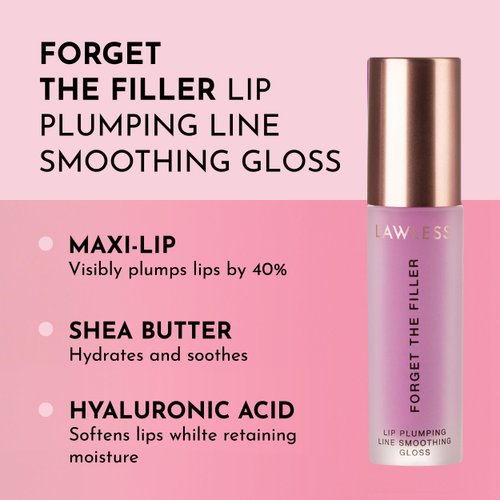Lawless Forget the Filler Lip Plumping Line Smoothing Gloss - Violet Bloom - Premium Volumizing Lip Gloss with Natural Ingredients Designed to Plump, Firm, and Hydrate Lips 0.11 oz