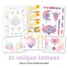 Savvi - 25 Henna Temporary Tattoos: Skin-Safe Ink, Box Set Includes Tattoo Remover Wipes, Great for Parties or Everyday Wear, Gifts for Boys and Girls Ages 4-12+ [5 sheets, 25 count]