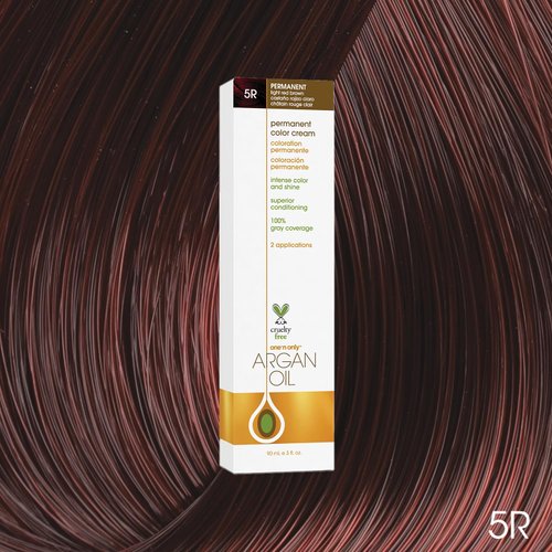 One N' Only Permanent Hair Color - Permanent Hair Dye Made with Argan Oil - Delivers Rich, Accurate Tones with Gray Coverage - Improves Moisture & Elasticity - 5R Light Red Brown (3 oz)