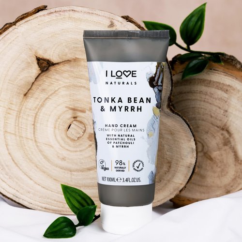 I Love Naturals Tonka Bean and Myrrh Hand Lotion - Hand Lotion for Dry Skin - Moisturizing Lotion with Shea Butter and Coconut Oil - 3.38 oz
