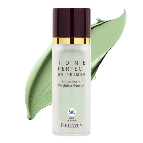 Terrazen Korean Face Primer 30ml - Green Tinted Cream for Redness & Sensitive Skin - SPF40 - Color Correcting, Moisturizing Anti Redness Makeup Base, Primer for Face Before Makeup with Aloe