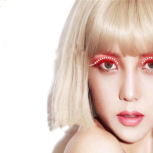 JZSMY LED Luminous Eyelash Lamp, Adjustable Mode Flashing Fake Eyelash Night Lights, False Eyelashes Non Grafting Halloween (Red)