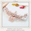 Gorais Bride Wedding Hair Comb Rose Gold Crystal Bridal Hair Pieces Opal Hair Accessories for Women and Girls (Rose gold)