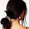 Fashey Rhinestone Hair Ties Elastic Ponytail Holder 3 Pcs Crystal Hair Scrunchies Hair Accessories for Women and Girls (blue,green,dark blue)