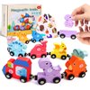 Dinosaur Toys for Kids 3-5, 21PC Magnetic Wooden Train, Dinosaur Stacking Blocks Toys, Match Number & Color, Toddler Montessori Toys, Dinosaur Birthday for Boys Girls 3 4 5 6 Year Old