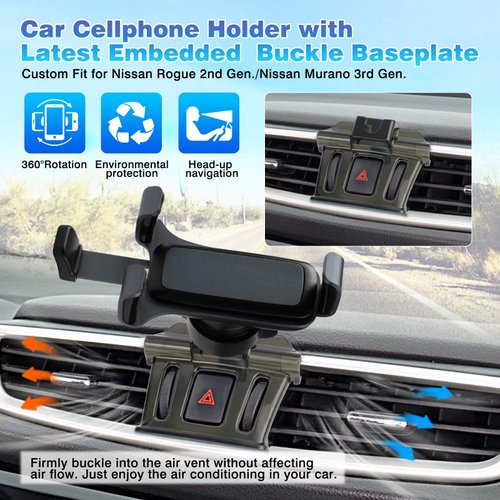 Sunsdrew Car Phone Holder for 2014-2020 Nissan Rogue(Not for Rogue Select)/Rogue Sport 2017-2023/Murano 2015-2023 Cell Phone Holder Mount Cradle Dashboard Air Vent Mount Holder Stand