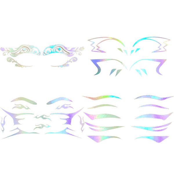 Uranian Holographic Eyeliner Stickers Temporary Self-adhesive Eyeshadow Sticker for Women Girls Spider Web Stars Eyelid Tape Wing Eye Makeup Stickers for Halloween Carnival Club Festival Party (Set 3)