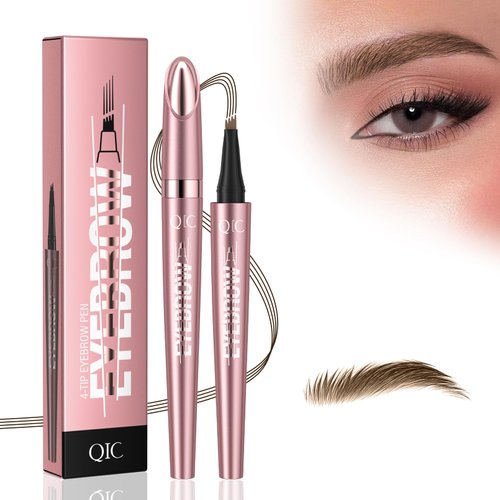2 Pcs Eyebrow Pencil, Waterproof Eyebrow Pen with 4 Tip Brow Pen and Ultra-Precise Brow Pencil, Eyebrow Makeup for Natural Looking Eyebrows (2Light Brown)
