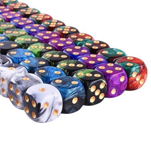 AUSTOR 50 Pieces 6 Sided Game Dice Set 5 Two Tone Colors Dice with Gold Pips Round Corner Dice for Playing Games Like Tenzi, Farkle, Yahtzee, Bunco or Teaching Math