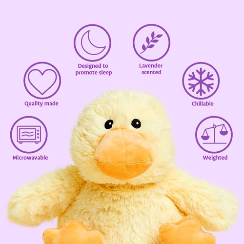 warmies Microwavable & Weighted Stuffed Animals, Duck - Heated Stuffed Animal Plushie for Warmth & Comfort - Cute Soft Plush Toys for Adults & Children (Boys, Girls, Babies & Toddlers)