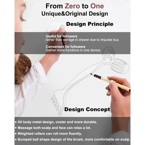 3-IN-1 Metal Massage Roller, Scalp Massager and Gua Sha, Metal Face Massager Roller Guasha, Facial Massage Roller