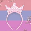 Exacoo Princess Birthday Party Decorations Headbands for Women Hair Accessories for Girls Pink Birthday Crown Tiaras for Women Christmas Halloween Decorations Girls Headbands Sequin Glitters