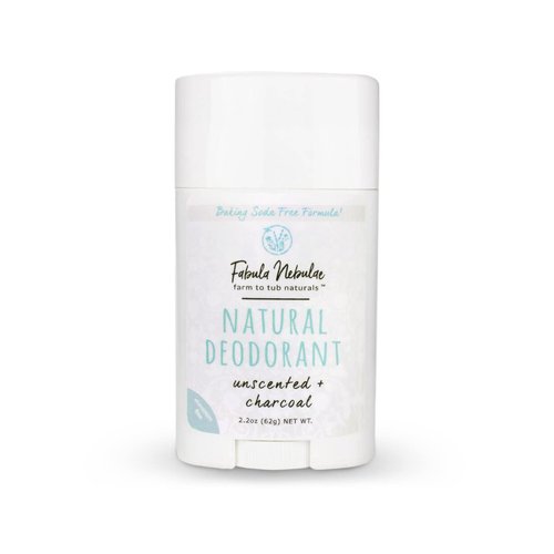 Unscented Charcoal Natural Deodorant for Men & Women, Organic, Aluminum Free, Baking Soda Free Deodorant for Sensitive Skin, Made with Magnesium and Charcoal, Long Lasting, 2.2oz, by Fabula Nebulae