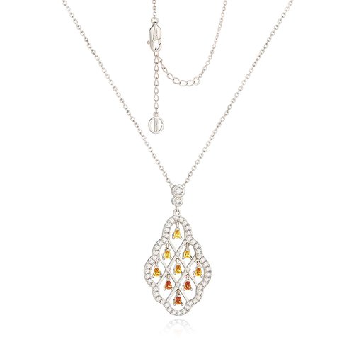 Cicy Bell Platinum Plated Pendant Necklace for Women Hollow Swing Drop Zirconia Vintage Dainty Trend Jewelry Gift, 17.7" + 1.9" Extender