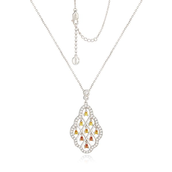 Cicy Bell Platinum Plated Pendant Necklace for Women Hollow Swing Drop Zirconia Vintage Dainty Trend Jewelry Gift, 17.7" + 1.9" Extender