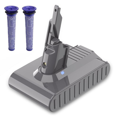 POWTREE Upgraded 6000mAh 21.6V V7 Battery Replacement for Dyson V7 Battery Motorhead Pro V7 Trigger V7 Animal V7 Car + Boat Handheld V7 HEPA Vacuum Cleaner Li-ion Battery +2 Filters