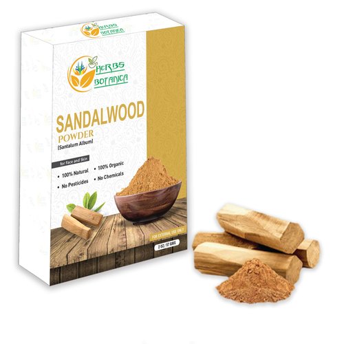 Herbs Botanica Chandan Sandalwood Powder Organic 2 oz For Skin, Face Pack, Face Mask, Worship Tilak, Auspicious Occasions 100% Natural, Soothing, Cleansing, Wrinkles