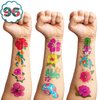 Hibiscus Temporary Tattoos 10 Sheets 100 PCS Flowers Party Decorations Favors Supplies Tropical Hibiscus Theme Birthday Cute Stickers Christmas Gifts for Boys Girls Class School Prizes Carnival