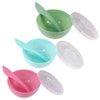 lasenersm 3 Sets Plastic Facial Mask Mixing Bowl with Plastic Spatula and Lid Facemask Bowl Mud Mask Mixing Bowl DIY Skin Care Mixing Tool Kit for Lady Women Home Beauty Salon Use, Color Random