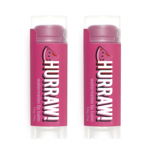 Hurraw! Watermelon Lip Balm, 2 Pack: Organic, Certified Vegan, Cruelty and Gluten Free. Non-GMO, 100% Natural Ingredients. Bee, Shea, Soy and Palm Free. Made in USA