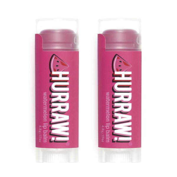 Hurraw! Watermelon Lip Balm, 2 Pack: Organic, Certified Vegan, Cruelty and Gluten Free. Non-GMO, 100% Natural Ingredients. Bee, Shea, Soy and Palm Free. Made in USA