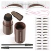 GEUUFEA Eyebrow Stamp Stencil Kit, Waterproof 1 Step Brow Stamp Kit, Shaping Brow Powder for Beginner, with 12 Popular Reusable Eyebrow Stencils & 2 Eyebrow Brushes