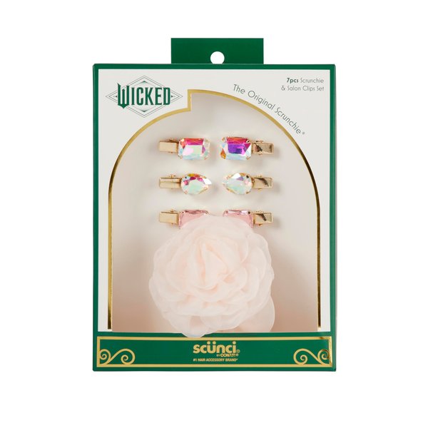 Wicked Glinda Scrunchie & Hair Clip set - hair clips - hair accessories - hair accessories for girls - gifts for her - Scunci by Conair - 7PK