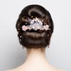 HINZIC 5PCS Bluebell Tassels Hairpin, Crystal Rhinestone Pearl Hair Clips Headpiece Retro Flower Chinese Hanfu Wedding Brides Hair Accessories Jewelry for Women Girls Updo Long Hair