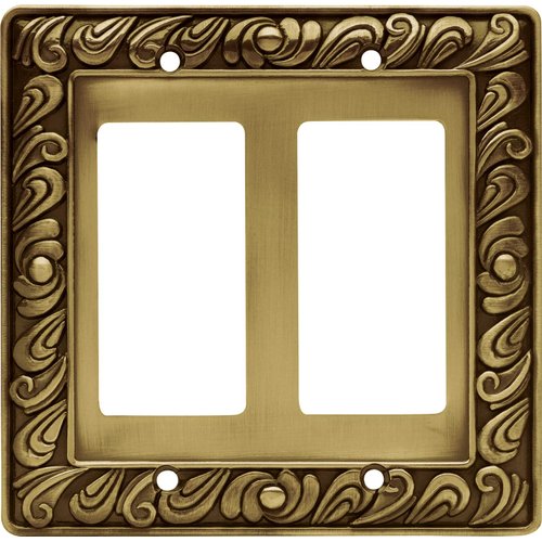Franklin Brass Paisley Wall Plate, Tumbled Antique Brass Double Decorator Switch Cover, 1-Pack, 64038