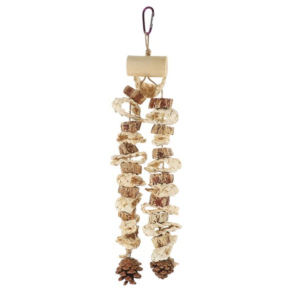 LOGOFUN Bird Parrot Toys Natural Wood Chewing Toy with Pinecone Bird Cage Bite Toy for Small Parakeets Cockatiels Conures Finches Budgie Parrots Love Birds