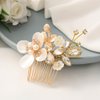 Catery Flower Bride Wedding Hair Comb Gold Hair Piece Crystal Bridal Side Comb Champagne Rhinestone Headpiece Floral Bridesmaid Hair Clips Hair Accessories for Women and Girls