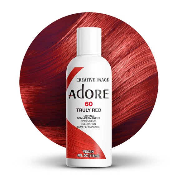 Adore Semi Permanent Hair Color - Vegan and Cruelty-Free Red Hair Dye - 4 Fl Oz - 060 Truly Red (Pack of 1)
