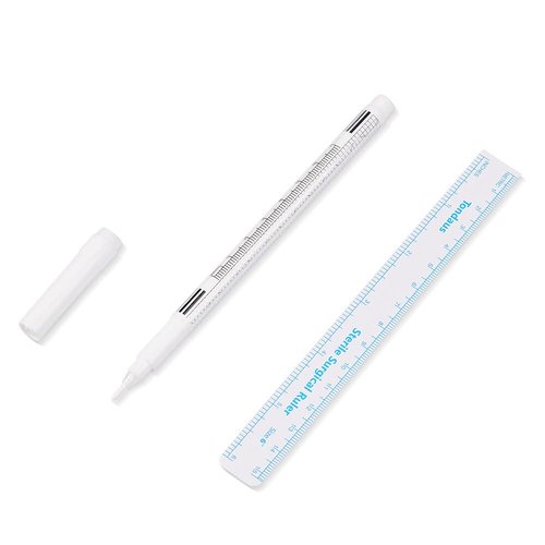 White Microblading Marker Pen with Paper Ruler Eyebrow Tattoo Skin Marker Pen Tools Microblading Accessories Tattoo Marker Pen for Permanent Makeup (2pcs)