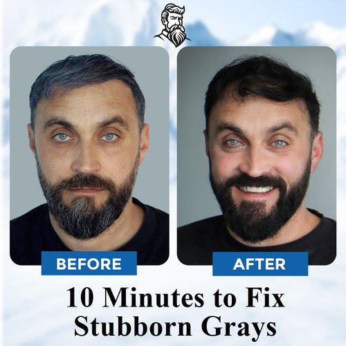 3-in-1 Instant Gray Darkening Shampoo for Men - Simpler Mustache & Facial Hair Color with Plant Extract in 10 Minutes