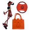 Festive Fun Scarecrown Autumn Harvest Pet Dog Rope Toy Set, Dog Flying Plate, Dog Tug Toy, Dog Rope Toy with Ball, Toy Storage Bag, Set Gift Box for Pets, 3 Pack