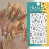 5D White Flower Nail Stickers, Summer Nail Decals Self Adhesive Leaf Nail Stickers for Nail Art Green Leaves Nail Art Suppliers Embossed Lily Nail Decoration Floral Nail Accessories Blossom Nail Art