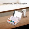 Portable Metal Travel Medicine Box/8 Compartments (Silver)