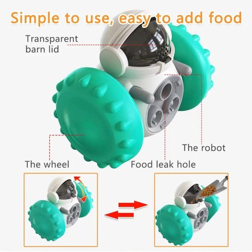 Dog Toy Treat Dispensing, Toys for Dogs, Natural Rubber Puzzle Toys, Tough Toy Treat Dispenser for All Type of Dogs, Innovative Robo Shaped Toy (Blue)