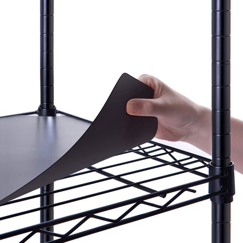 Poofzy Shelf Liners for Wire Shelving, 14 x 36 Non-Adhesive Wire Shelf Liner Plastic for Pantry, Kitchen Cabinets (4PK, Black)