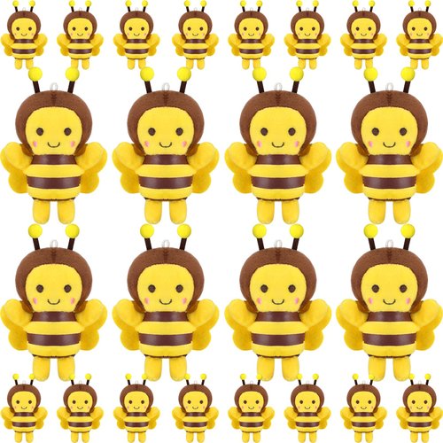 24 Pcs Stuffed 5 Inch Honey Bees Plush Soft Bee Decor, Bee Plush Bee Party Decorations Bee Stuffed Animal for Birthday Party Decorations Gift Supplies Keychain DIY