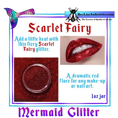 Mermaid Glitter Cosmetics Scarlet Fairy ~ Make-Up & Body Glitter 1oz jar