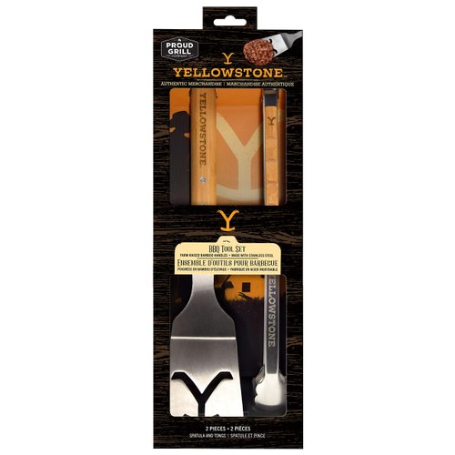Y Yellowstone BBQ Tool Set - 2 pc Grill Set Includes Spatula and Tongs | Ideal BBQ Grill Accessories | Authentic Yellowstone Merchandise