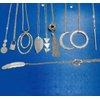 Ofeiyaa 10Pcs Long Pendant Necklace Simple Moon Bar Three Triangle Tassel Lock Sweater Y Shape Punk Chain Choker Necklace for Women Girls Silver Tone