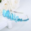 Teyglen Blue Raw Crystal Quartz Headband Clear Crystal Headband Moon Goddess Hair Band Hoop Mermaid Witch Bride Headpiece Hair Accessories for Women Girls (Blue)