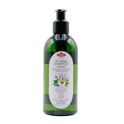 OTACI 10 Herbs Rejuvenate Shampoo for Bright and Shiny Hair, Sage, Peppermint, Melissa, Rosemary, Myrtle, Storax, Thyme, Juniper, Lavender, Chamomile, No Paraben & Silicon, Herbal Shampoo Normal Hair