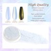 Laza White Chrome Nail Powder Glazed Donut Nails Metallic Effect Pigment Shimmer Pearlescent Mica Powder Iridescent Aurora Nail Glitter Fairy Dust Gel Nail Art Supplies Nail Techs – Pearl Chrome