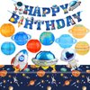 Space Themed Party Decorations Includes Outer Planet Paper Lanterns Space Party Banner Tablecloth Garland Outer Space Birthday Supplies Solar System Galaxy Planets Astronaut Rocket Party Decor