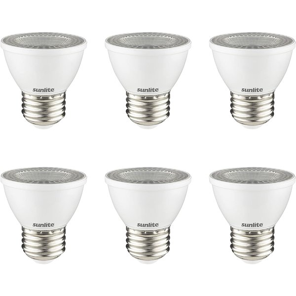 Sunlite LED PAR16 Short Neck Recessed Spotlight Bulb, 7 Watt, (60W Halogen Replacement), 550 Lumens, Medium (E26) Base, Dimmable, ETL Listed, 2700K Warm White, 6 Count