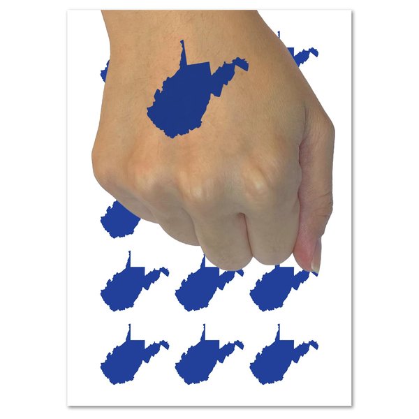 West Virginia State Silhouette Temporary Tattoo Water Resistant Fake Body Art Set Collection - 15 2" Tattoos (1 Sheet)